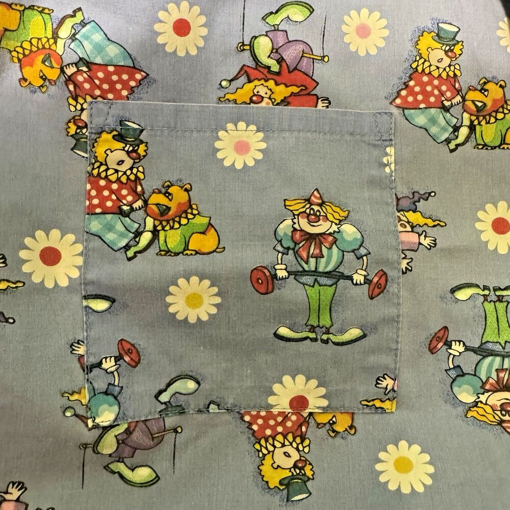MHD Scrubs Clown Top Unisex XL Blue Cotton Poly 3 Pockets V-Neck Short Sleeves - Picture 6 of 13